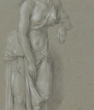 Figurenstudie einer Frau in klassischem Gewand, dreiviertel nach rechts stehend von Hendrik Hoogers