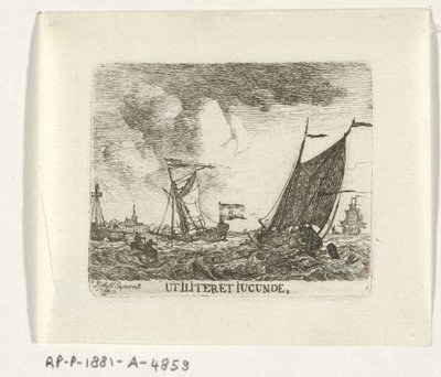 Schiffe auf stürmischer See von Hendrik Kobell