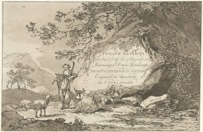 Hirtin in einer Landschaft (Zwölf Entwürfe für diejenigen, die Landschaftszeichnen lernen) von Hendrik Meijer