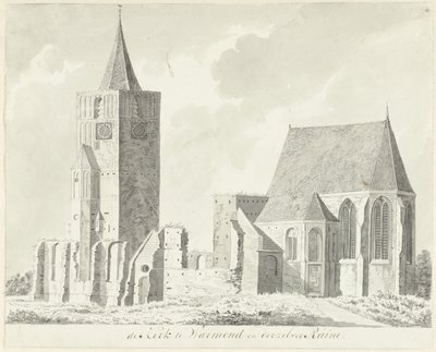 Kirche in Warmond und deren Ruine von Hendrik Tavenier