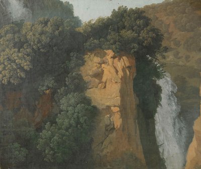 Überwucherte Klippen mit einem Wasserfall in Italien von Hendrik Voogd