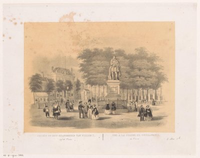 Ansicht des Platzes in Den Haag mit Statue von Wilhelm I. von Hendrik Wilhelmus Last (attributed to)