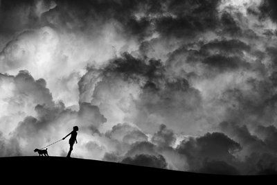 Stürmischer Himmel Hundespaziergang von Hengki Lee
