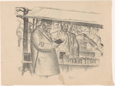 Bücherstand auf einem Markt von Henk Henriët