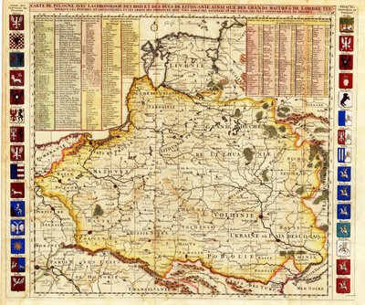 Karte von Polen, einschließlich Teilen von Livland und dem Großherzogtum Moskau von Henri Abraham Chatelain