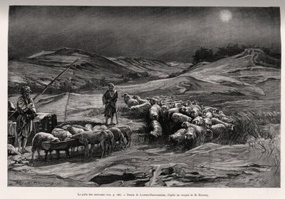 Der Anhängerbrunnen. Gravur von Laurent Desrousseaux zur Illustration der Geschichte „A travers la Perse meridionale“, von C.Babin und F.Houssay, 1885, in Le tour du Monde 1892, herausgegeben von Edouard Charton (1807-1891), Hachette, Paris. von Henri Alphonse Louis Laurent Desrousseaux