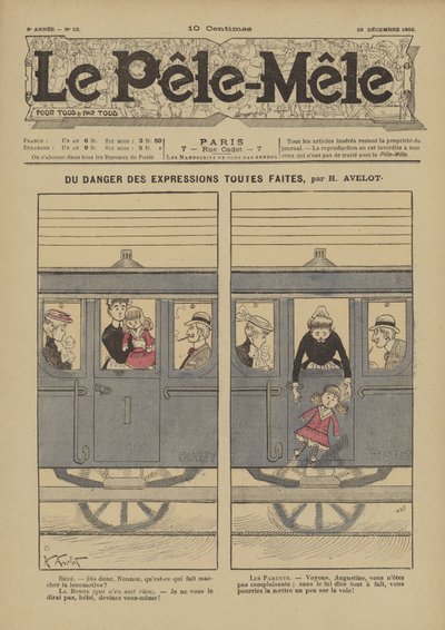 Du danger des expressions toutes faites. Illustration für Le Pele-Mele, 1902 von Henri Avelot