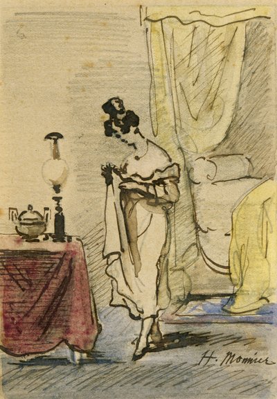 Junge Dame zu Hause von Henri Bonaventure Monnier