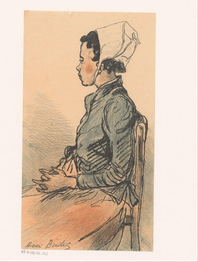 Seitenansicht einer jungen Frau auf einem Stuhl von Henri Boutet