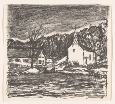 Heuvellandschaft mit Kirche von Henri Braakensiek (signed by artist)