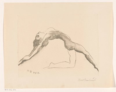 Nackte Frau, die rückwärts springt von Henri Braakensiek (signed by artist)