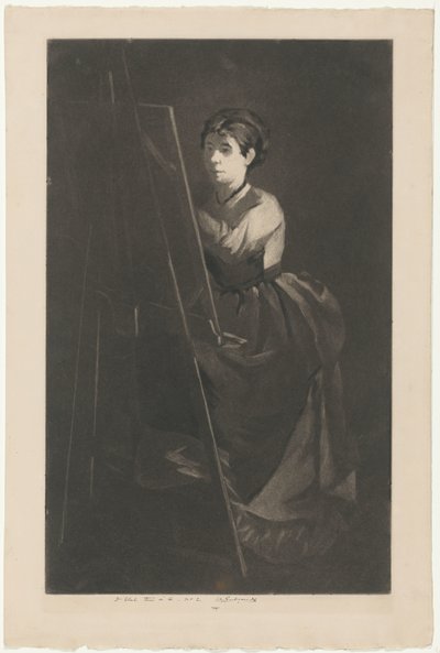 Porträt von Eva Gonzalès vor einer Staffelei von Henri Charles Guérard (signed by artist)