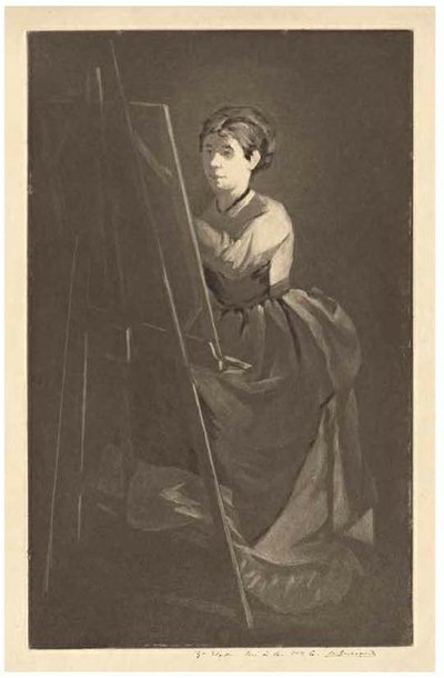 Am Staffelei – Porträt der Künstlerin Jeanne Gonzalès von Henri Charles Guérard
