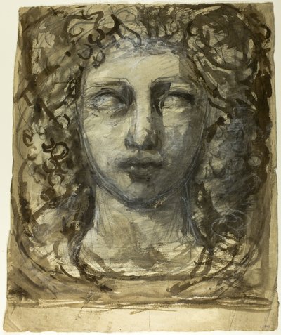 Studie eines weiblichen Kopfes (recto); Klassischer männlicher Kopf (verso) von Henri Cros