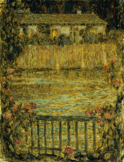 Ein Haus am Wasser in der Dämmerung von Henri Eugene Augustin Le Sidaner