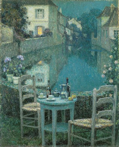 Kleiner Tisch in der Abenddämmerung von Henri Eugene Augustin Le Sidaner