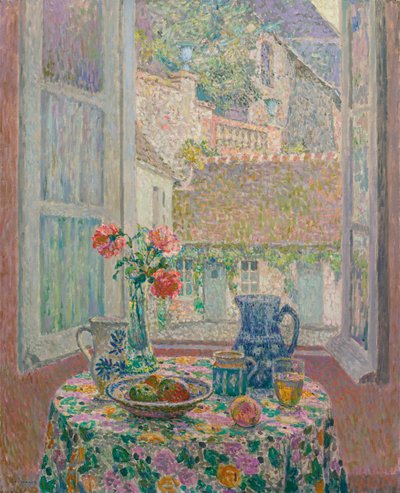 Tisch mit Blick auf den Hof von Henri Eugene Augustin Le Sidaner