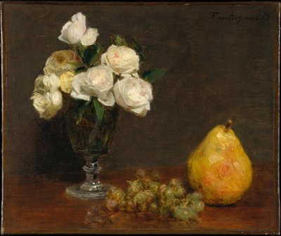 Stillleben mit Rosen und Früchten von Henri Fantin-Latour