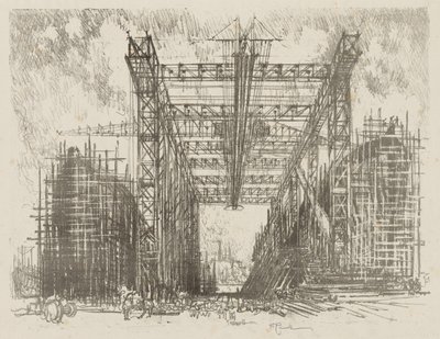 Englische Kriegsarbeit: Der Kran (Eine Handelswerft) von Ignace Henri Jean Fantin Latour