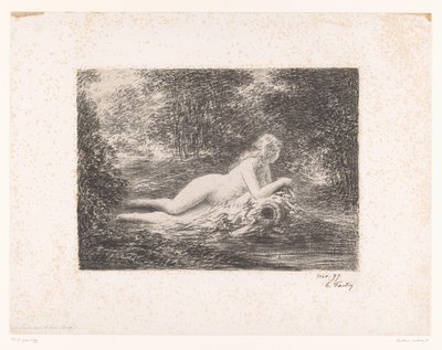 Nymphe mit Wasserkrug bei einem Waldbach von Ignace Henri Jean Fantin Latour