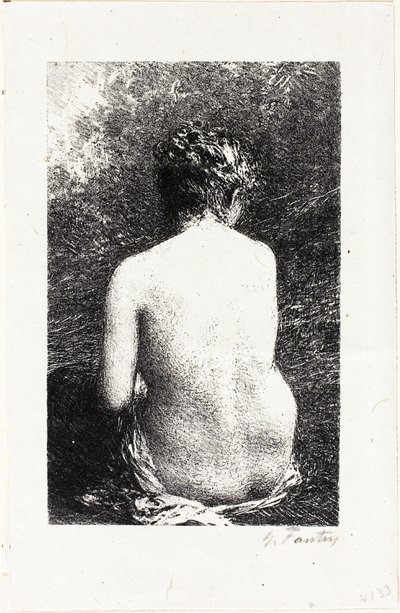 Studie einer sitzenden Frau, von hinten gesehen von Ignace Henri Jean Fantin Latour