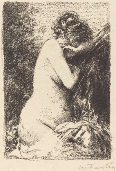 Weinende: Studie einer nackten Frau, sitzend im Profil nach rechts von Ignace Henri Jean Fantin Latour