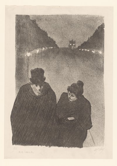 Mann und Frau abends auf der Straße von Henri Gabriel Ibels (attributed to)
