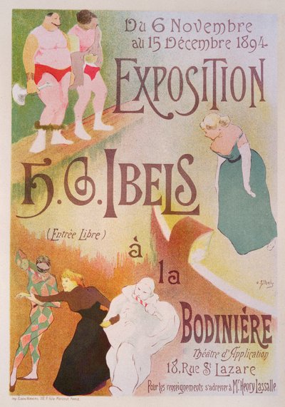Reproduktion eines Plakats, das eine Ausstellung von H. G. Ibels in der Bodiniere, Rue St Lazare, Paris, 1894 bewirbt von Henri Gabriel Ibels