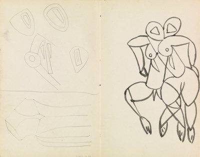 Fünf abstrakte Skizzen und Studien für männliche und weibliche Figuren von Henri Gaudier Brzeska