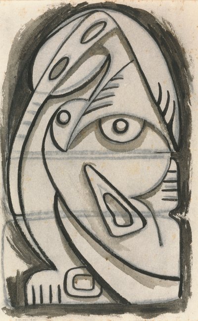 Reliefdesign einer sitzenden weiblichen Figur von Henri Gaudier Brzeska