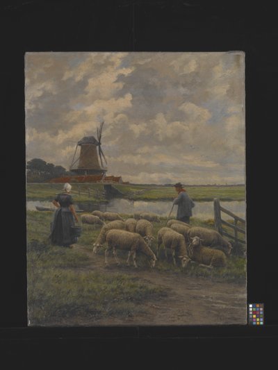 Pastorale Landschaft mit Windmühle von Henri Houben