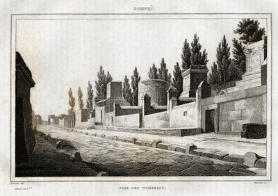 Der Weg der Gräber in Pompeji, Gravur von Labrouste, in „Italien malerisch“, Amable Coste Herausgeber, Paris von Henri Labrouste