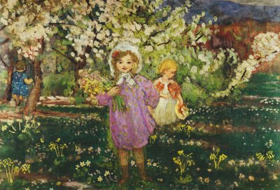 Kinder in einem blühenden Obstgarten, 1914 von Henri Lebasque