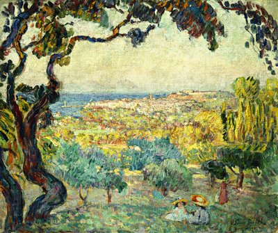 Zwei Kinder in einer Küstenlandschaft von Henri Lebasque