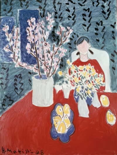 Zweige eines Pflaumenbaums auf grünem Hintergrund von Henri Matisse