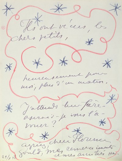 Brief des Malers an Florence Gould (geb. 1895), 29. Juli 1948 von Henri Matisse