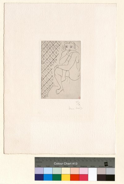 Sitzender Akt, Hintergrund mit sternförmigen Kacheln von Henri Matisse