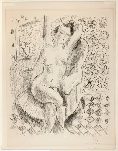 Akt in einem Sessel, mit Mashrabiya-Hintergrund von Henri Matisse