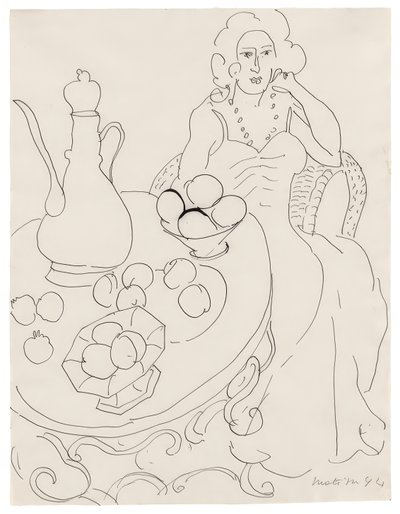Sitzende Frau vor einem Serviertisch von Henri Matisse