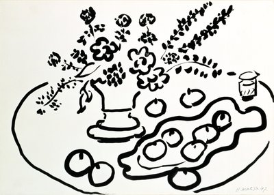 Stillleben mit Blumenvase und Obstteller von Henri Matisse
