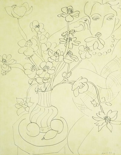 Studie für Anemonen und Frau, Harmonie in Blau von Henri Matisse