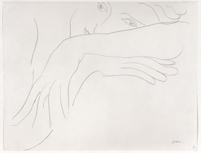 Studie eines Modells, das sich auf die Rückenlehne eines Stuhls lehnt von Henri Matisse