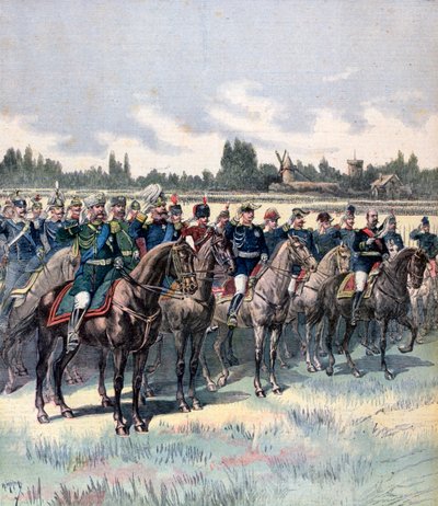 Militärparade mit General Saussier und ausländischen Militärattachés, 14. Juli 1891 von Henri Meyer