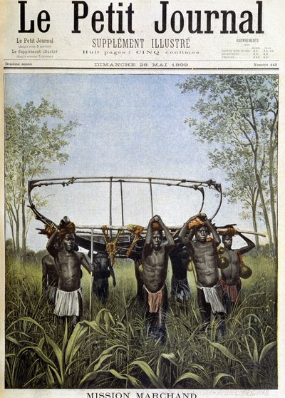 Mission Marchand: ein Abschnitt des Dampfers Faidharbe in der Savanne des zentralen Plateaus, vom Kongo zum Nil (Zeichnung von Henri Meyer nach einem Foto von Kommandant Marchand) - in „Le Petit Journal“ vom 28/05/1899 von Henri Meyer