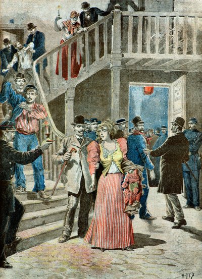 Polizeirazzia in einem Pariser Bordell von Henri Meyer