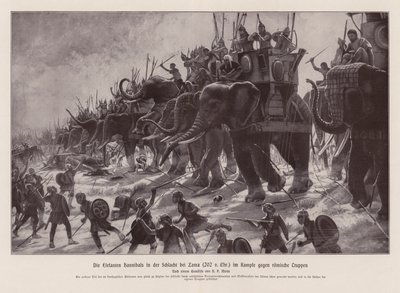 Hannibals Elefanten in der Schlacht von Zama, 202 v. Chr. von Henri Paul (after) Motte