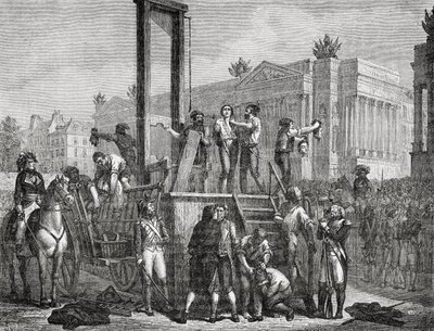 Die Hinrichtung von Robespierre und seinen Anhängern im Jahr 1794, graviert von Jonnard von Henri Renaud