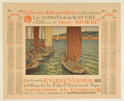 Kalender für 1898: Dekorative Drucke in Farben, Die Aspekte der Natur, zwölf Kompositionen von Henri Rivière von Henri Rivière