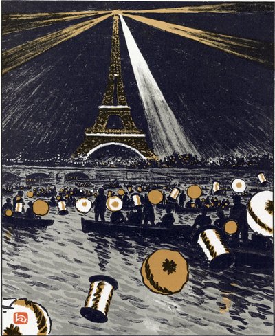 Feierlichkeiten an der Seine, 14. Juli (aus Sechsunddreißig Ansichten des Eiffelturms) von Henri Rivière