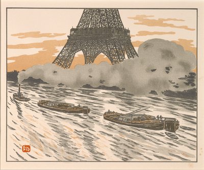 Die Lastkähne aus den Sechsunddreißig Ansichten des Eiffelturms von Henri Rivière